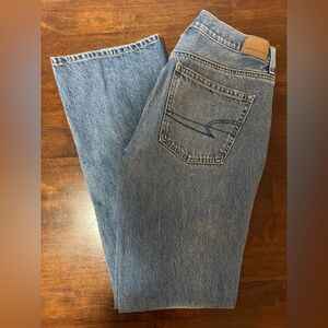 American Eagle 90's Bootcut Jeans Split Hem Hi-Rise Faded Indigo